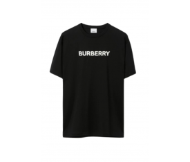 Burberry Siyah Logo Baskılı Pamuklu T-Şort