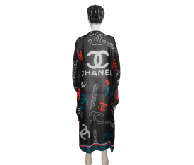 Chanel Siyah Desenli Kimono Plaj Elbisesi