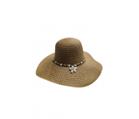 Deniz Kabuğu Detaylı Hasır Şapka