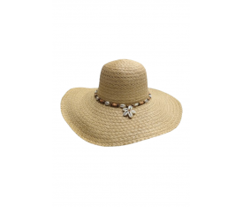 Deniz Kabuğu Süslemeli Hasır Şapka