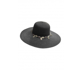Deniz Kabuğu ve Taş Süslemeli Siyah Şapka