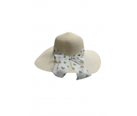 Yeşil Kalpli Fiyonklu Hasır Şapka